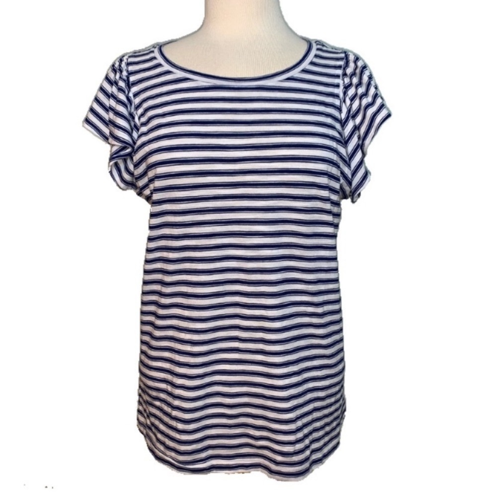 Banana Republic striped ruffle sleeve tee